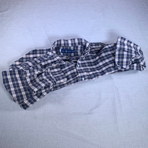 Ralph Lauren Other - Ralph Lauren Mens XXL Plaid Button Down Shirt Navy Blue White Yellow Cotton